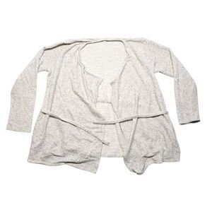 Pure Jill  Women's Cardigan Sweater Medium Gray  Open Front Knit Pockets Comfy